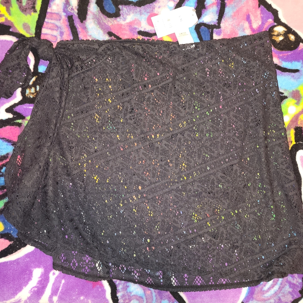 Black Lace Skirt with Rainbow Accents